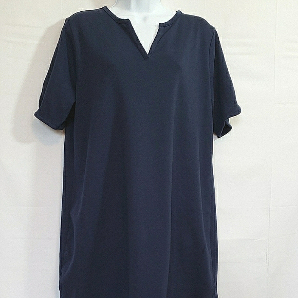 Isaac Mizrahi Blue V-Neck Sheath Dress Midi